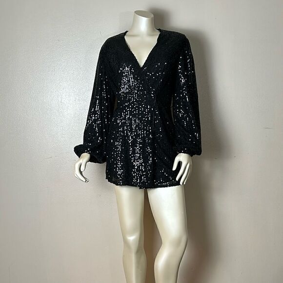 MABLE black sequins mini wrap dress sz XS extra small party cocktail prom dance - Picture 3 of 10